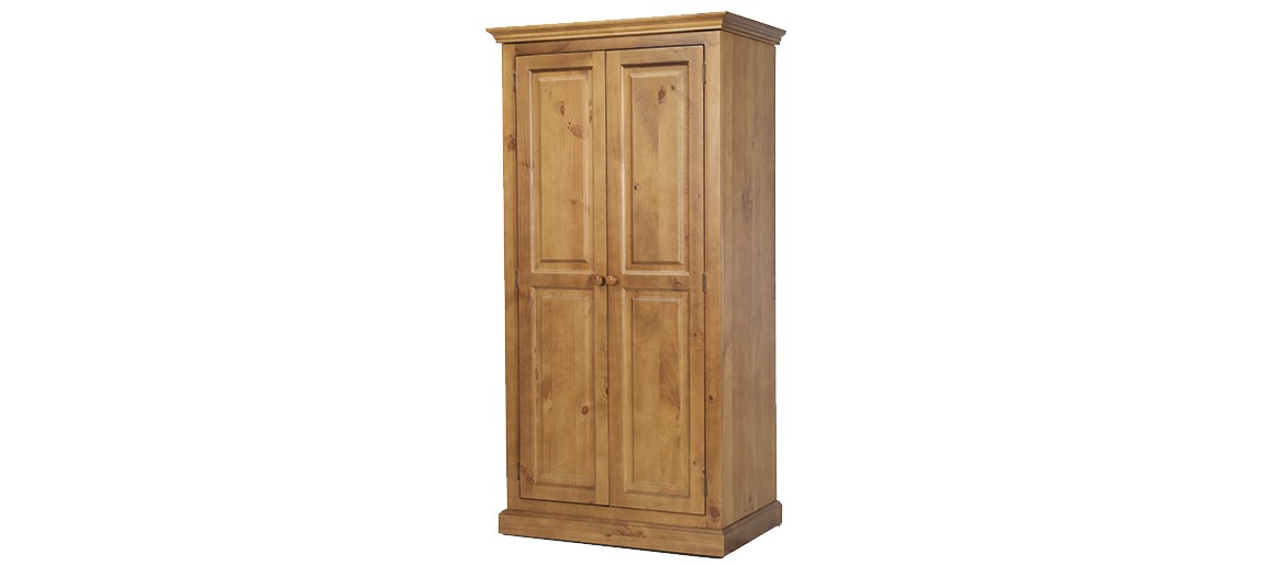 Essentials Pine Full Hanging Double Wardrobe