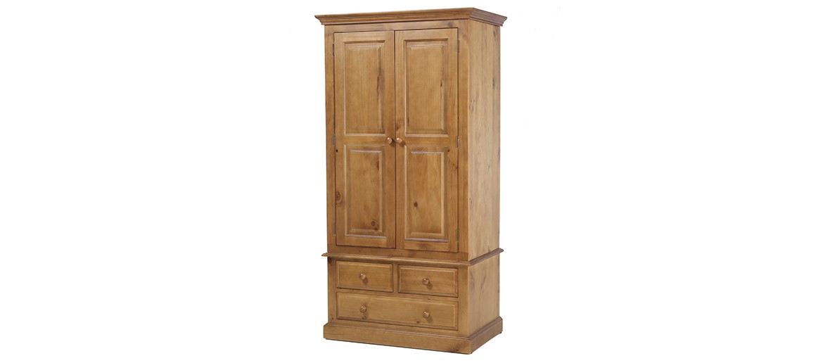 Essentials Pine Gents Double Wardrobe