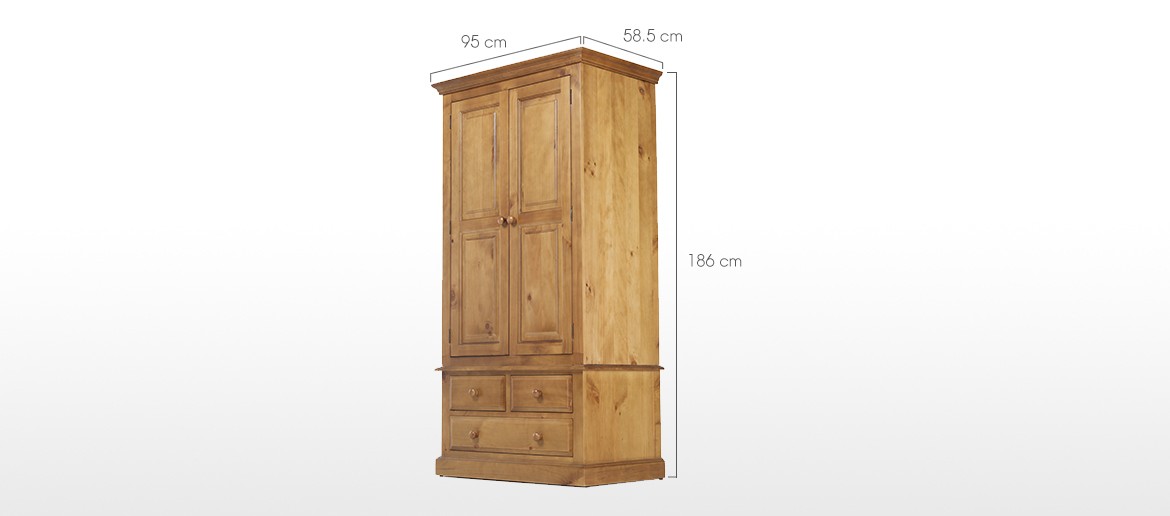 Essentials Pine Gents Double Wardrobe