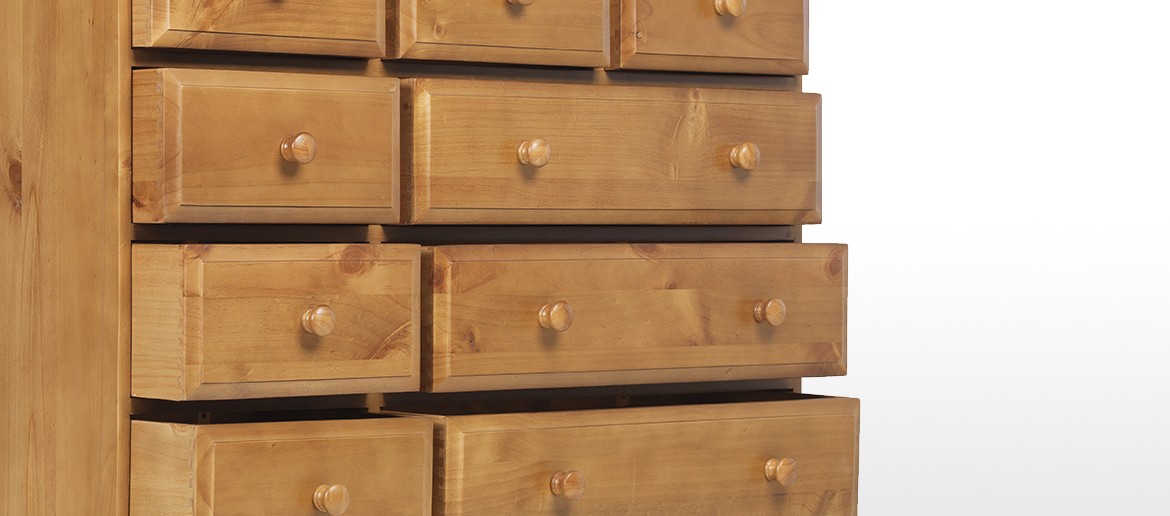 Essentials Pine 9 Drawer Chest of Drawers