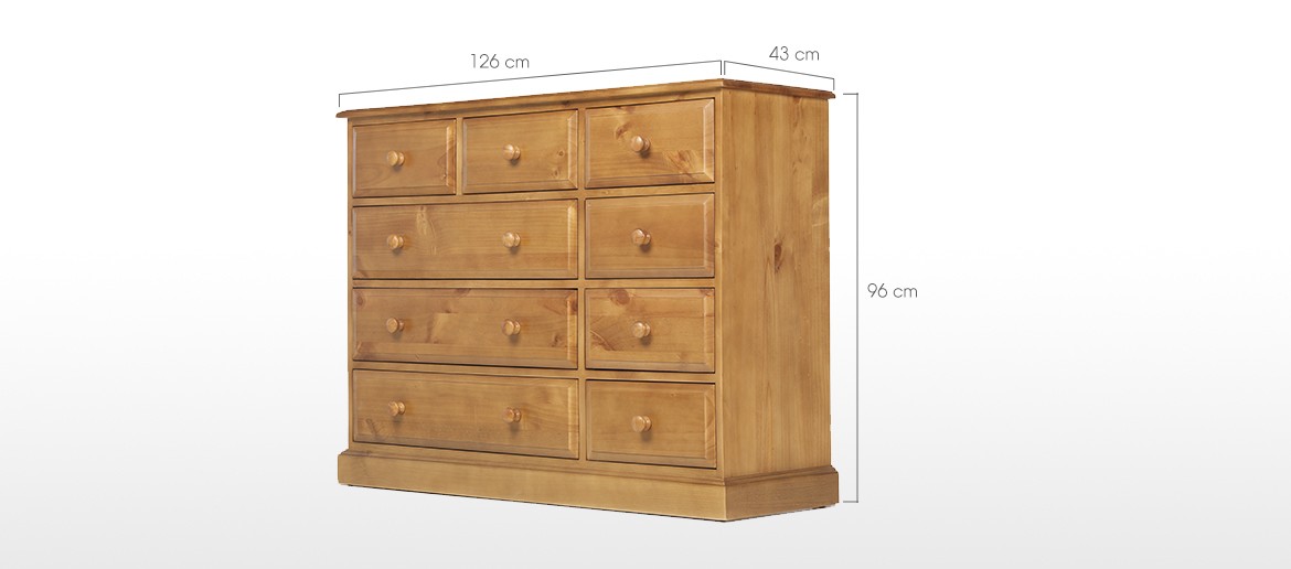 Essentials Pine 9 Drawer Chest of Drawers