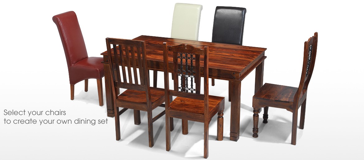 Jali Sheesham 120 cm Chunky Dining Table and 4 Chairs 