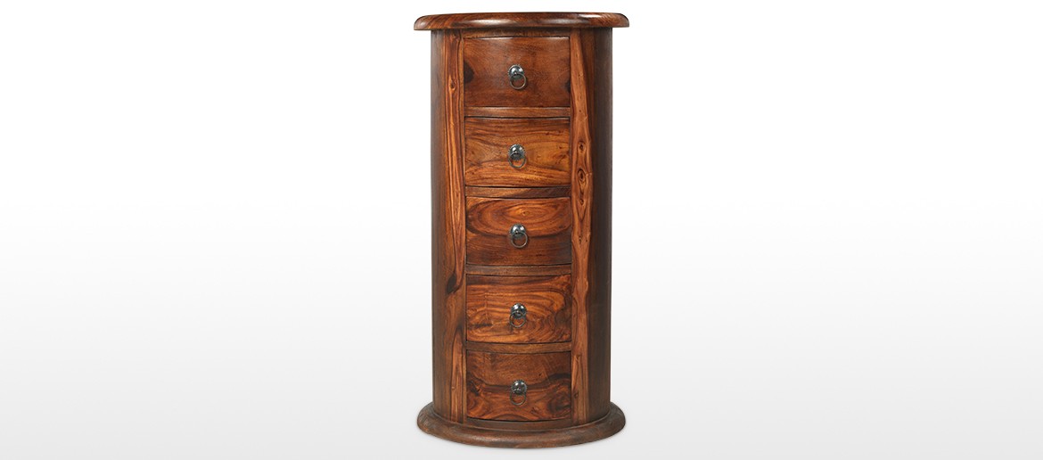 Jali Sheesham 5 Drawer Drum Chest of Drawers