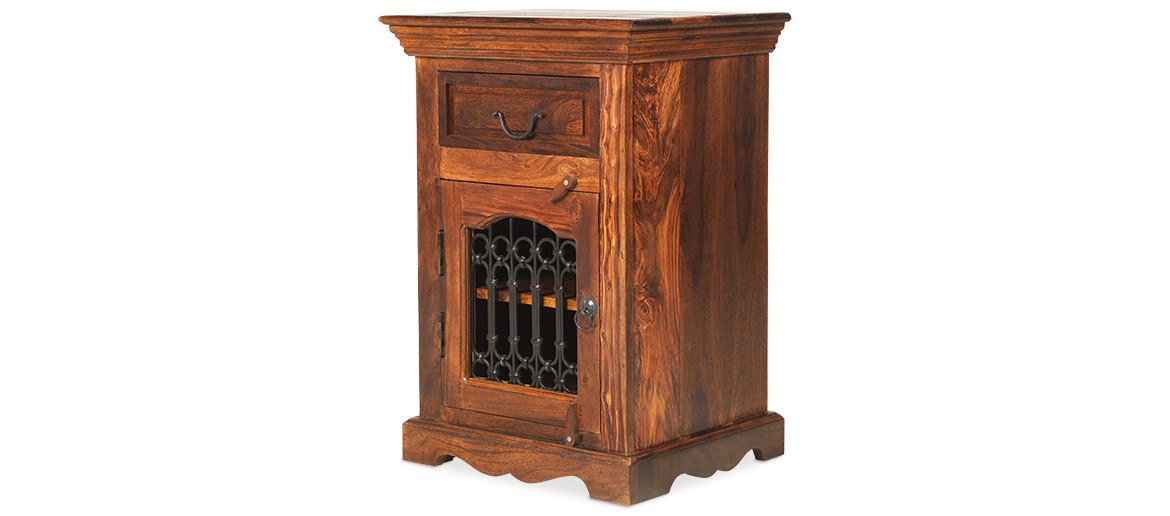 Jali Sheesham Bedside Cabinet - Left