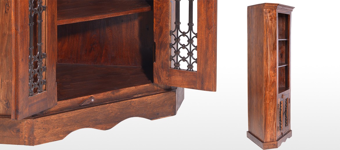 Jali Sheesham Corner Display Cabinet