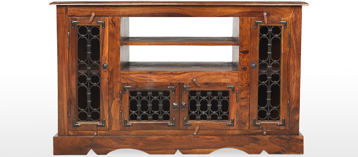 Jali Sheesham Corner TV Cabinet