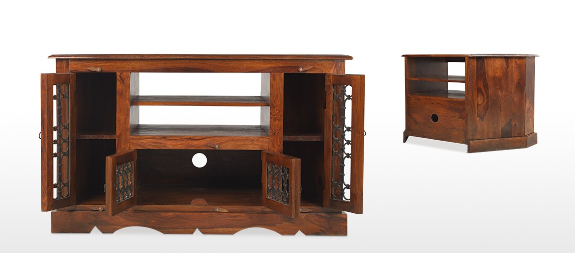 Jali Sheesham Corner TV Cabinet