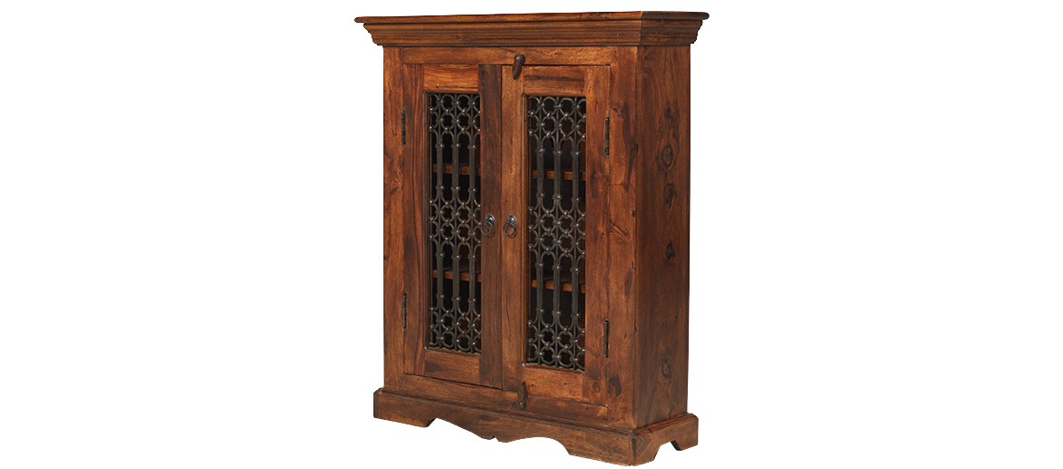 Jali Sheesham Ironwork Cabinet