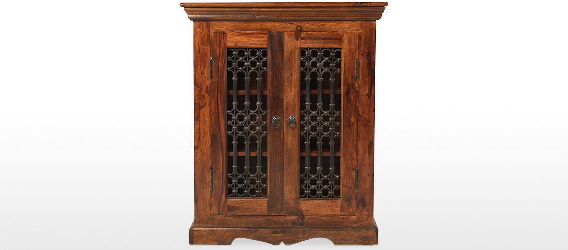 Jali Sheesham Ironwork Cabinet