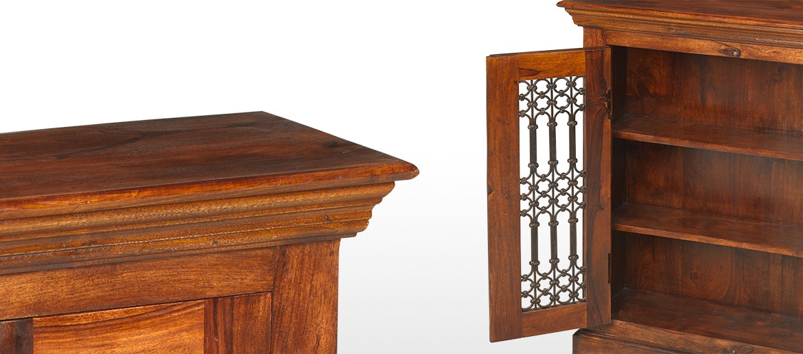 Jali Sheesham Ironwork Cabinet