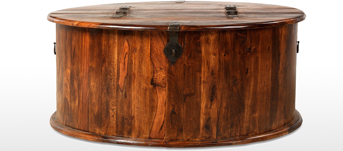 Jali Sheesham Round Coffee Trunk Box