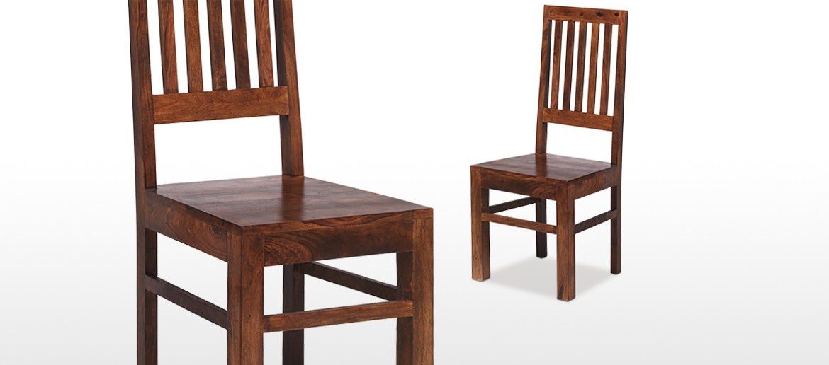 Sheesham High Back Slat Dining Chairs - Pair