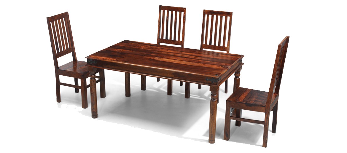 Jali Sheesham 160 cm Thakat Dining Table and 4 Chairs 