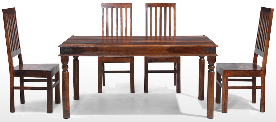Jali Sheesham 160 cm Thakat Dining Table and 4 Chairs 