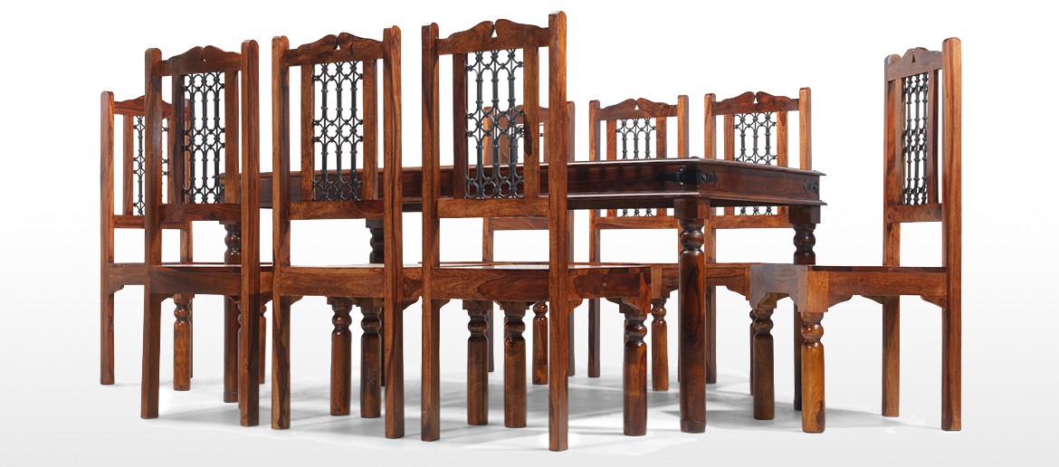 Jali Sheesham 180 cm Thakat Dining Table and 8 Chairs 