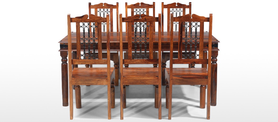 Jali Sheesham 180 cm Thakat Dining Table and 6 Chairs 