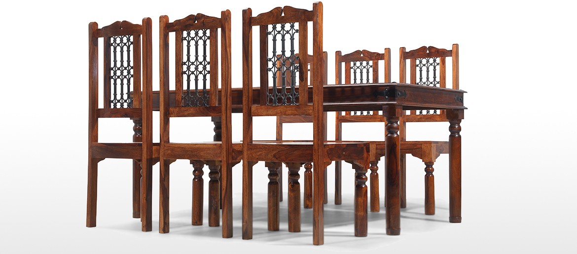 Jali Sheesham 180 cm Thakat Dining Table and 6 Chairs 