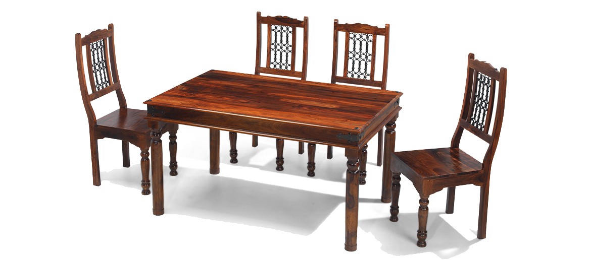 Jali Sheesham 160 cm Thakat Dining Table and 6 Chairs 