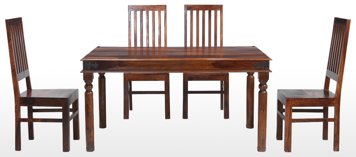 Jali Sheesham 140 cm Thakat Dining Table and 4 Chairs 