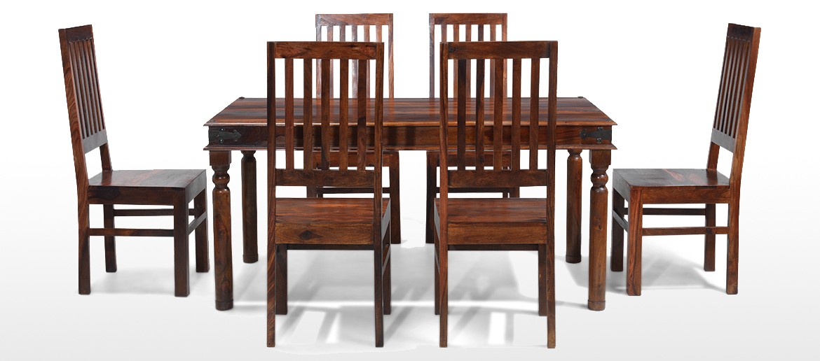 Jali Sheesham 160 cm Thakat Dining Table and 6 Chairs 