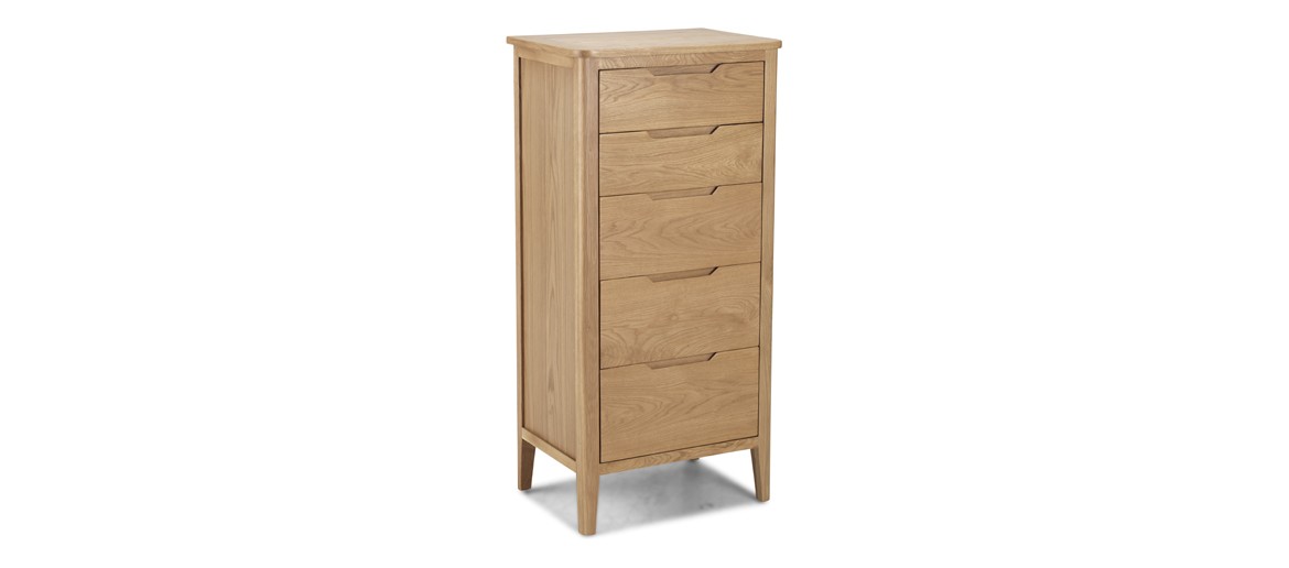 Kutaz Oak 5 Drawer Tall Chest