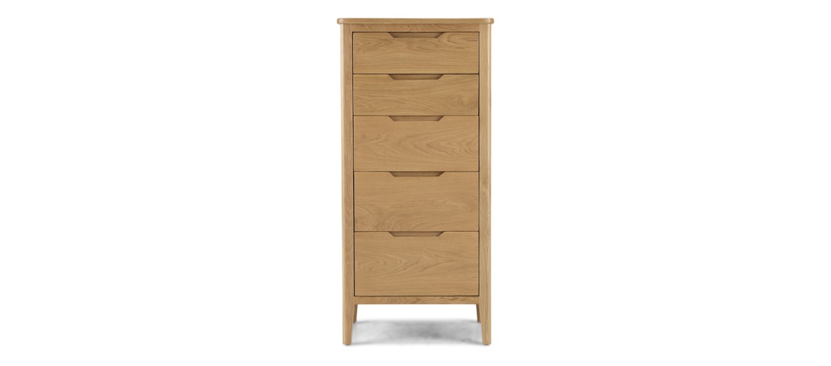 Kutaz Oak 5 Drawer Tall Chest