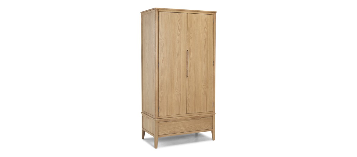 Kutaz Oak Double Wardrobe With Drawer