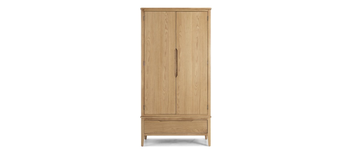 Kutaz Oak Double Wardrobe With Drawer