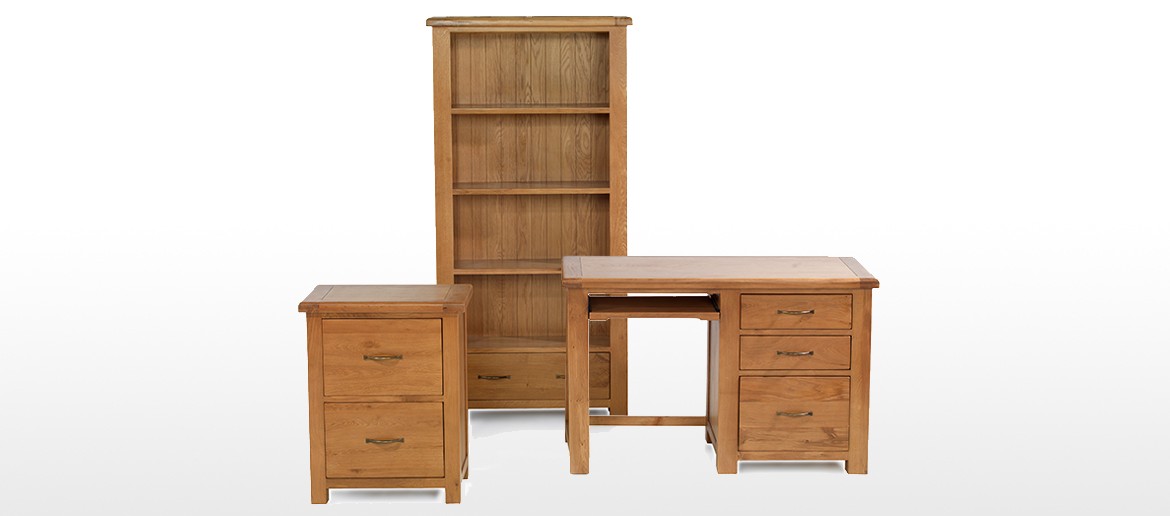 Barham Oak Single Pedestal Computer Desk Quercus Living Barham Oak Single Pedestal Computer