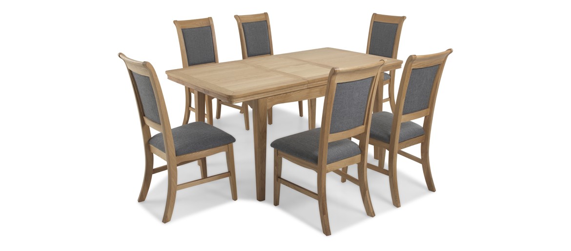 Kilmar Natural Oak Living & Dining Ext Dining Table with 6 Chairs