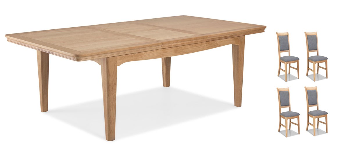 Kilmar Natural Oak Living & Dining Ext Dining Table 150/200cm and 4 Chairs