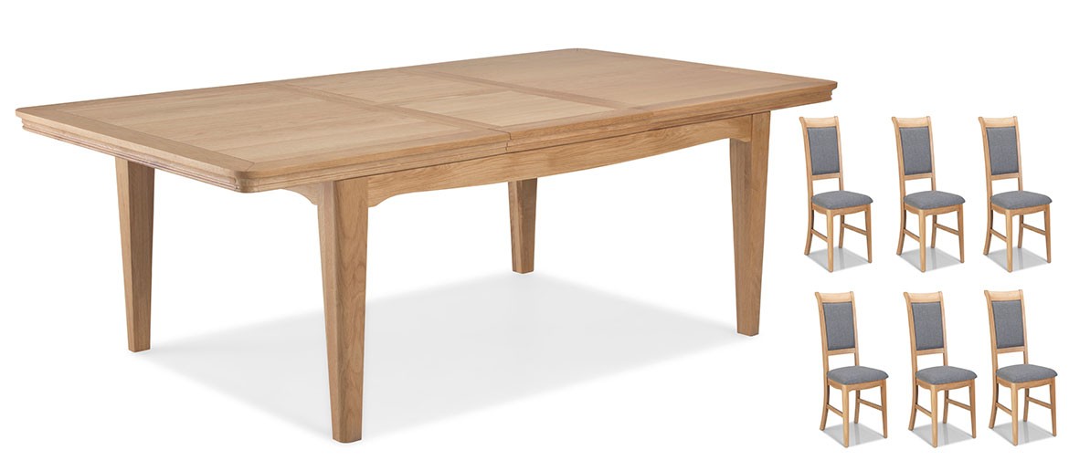 Kilmar Natural Oak Living & Dining Ext Dining Table 150/200cm and 6 Chairs