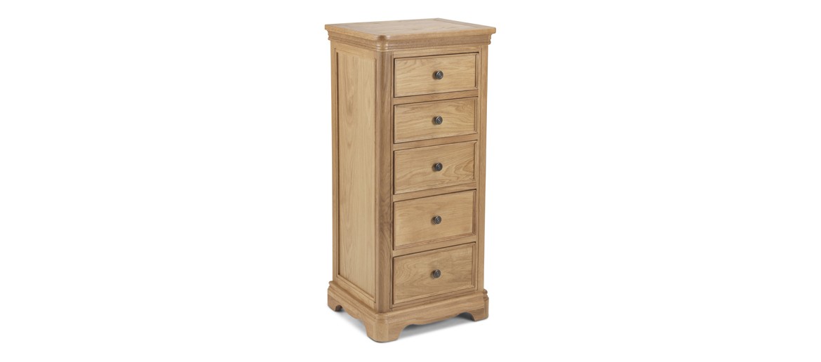 Kilmar Natural Oak Bedroom 5 Drawer Tall Chest