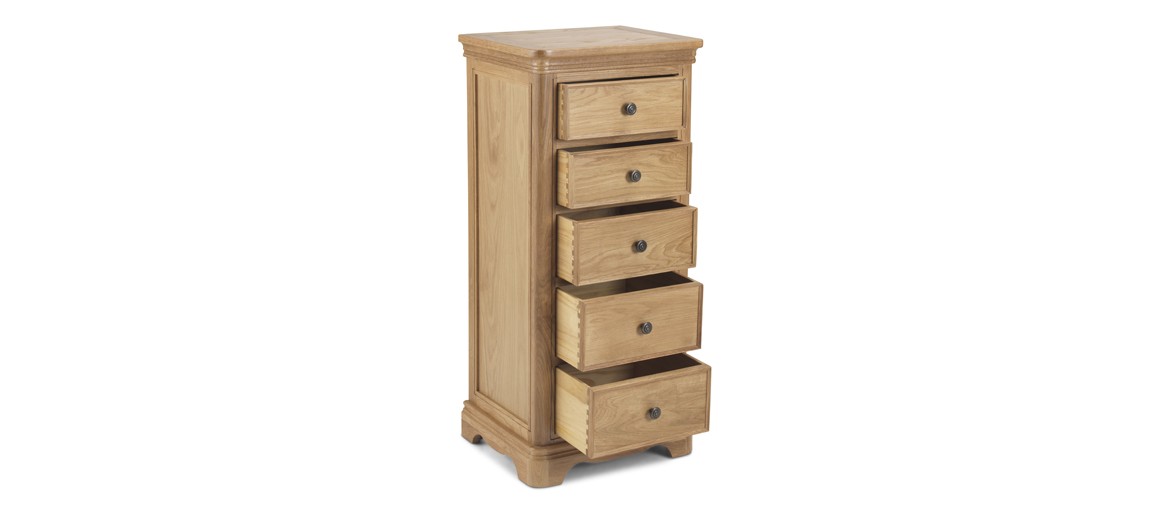 Kilmar Natural Oak Bedroom 5 Drawer Tall Chest