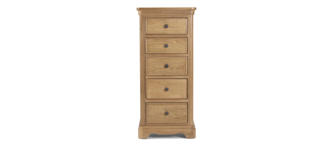 Kilmar Natural Oak Bedroom 5 Drawer Tall Chest