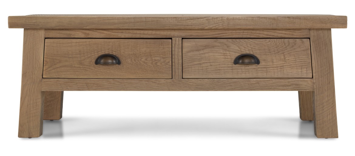 Holloway Rough Sawn Oak Coffee Table With Drawers
