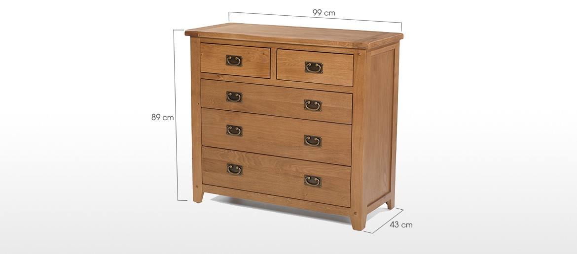 Rustic Oak 2 Over 3 Chest of Drawers