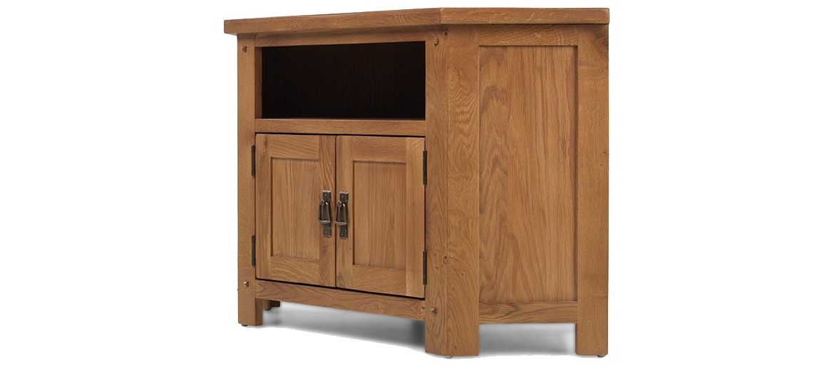 Rustic Oak Corner TV Cabinet