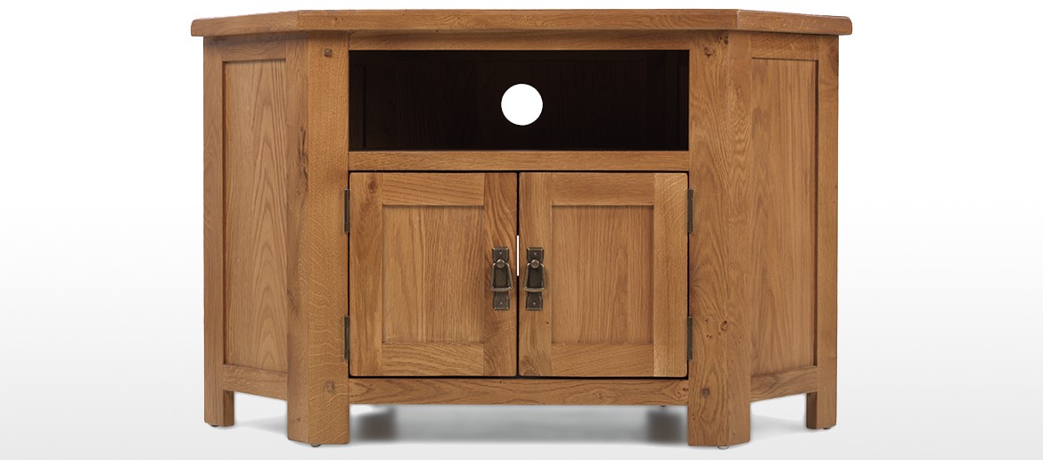 Rustic Oak Corner Tv Cabinet