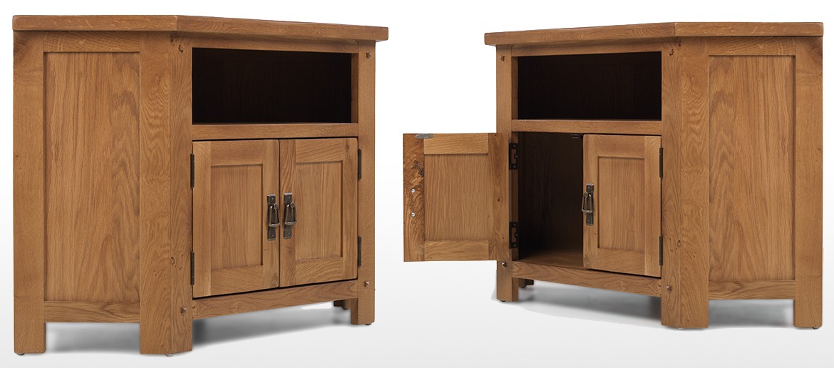 Rustic Oak Corner TV Cabinet