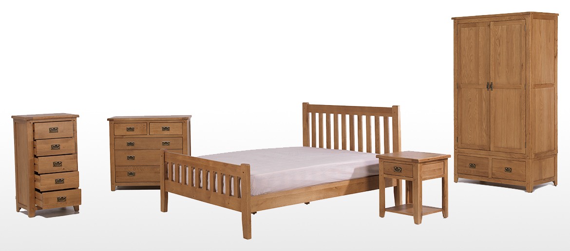 Rustic Oak Double Bed (4' 6")