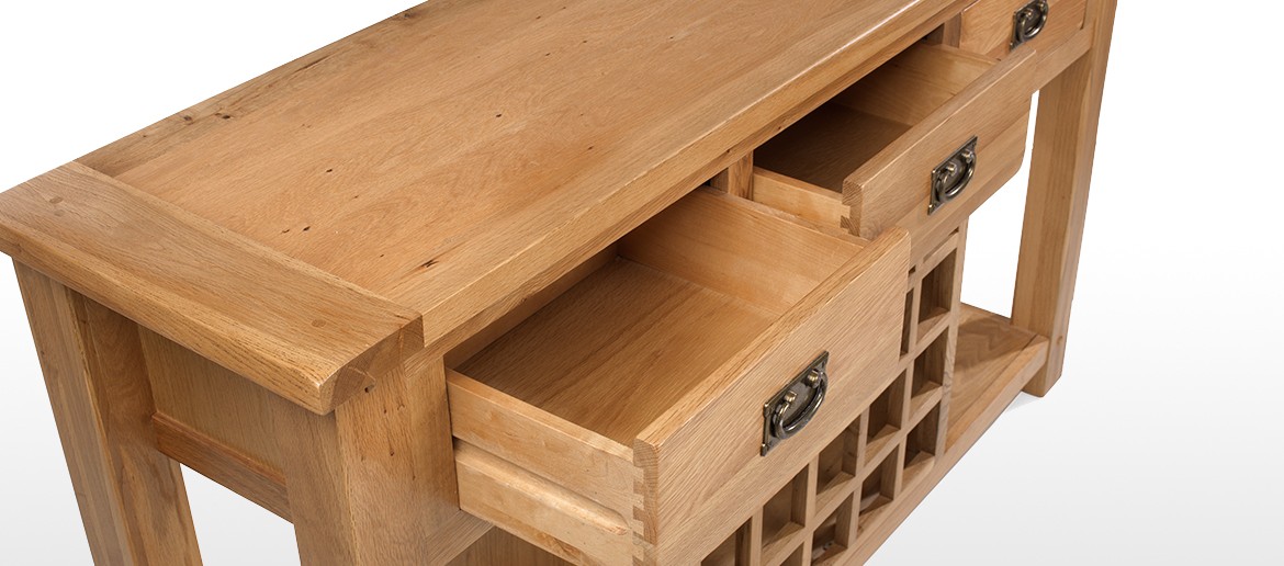 Rustic Oak Wine Rack Console Table Quercus Living