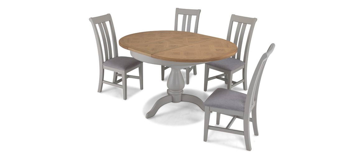 Aldington Painted Oval Extended Dining Table with 4 Chairs