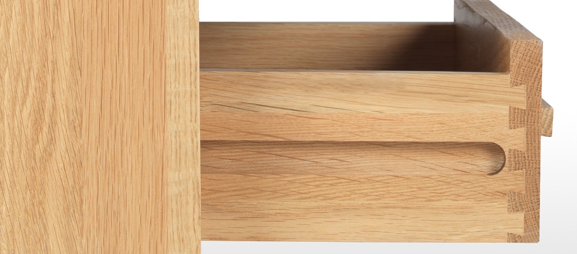 Cube Oak 3 Drawer Bedside Cabinet