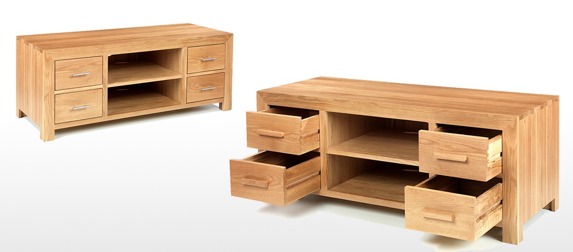 Cube Oak Plasma TV Stand Quercus Living