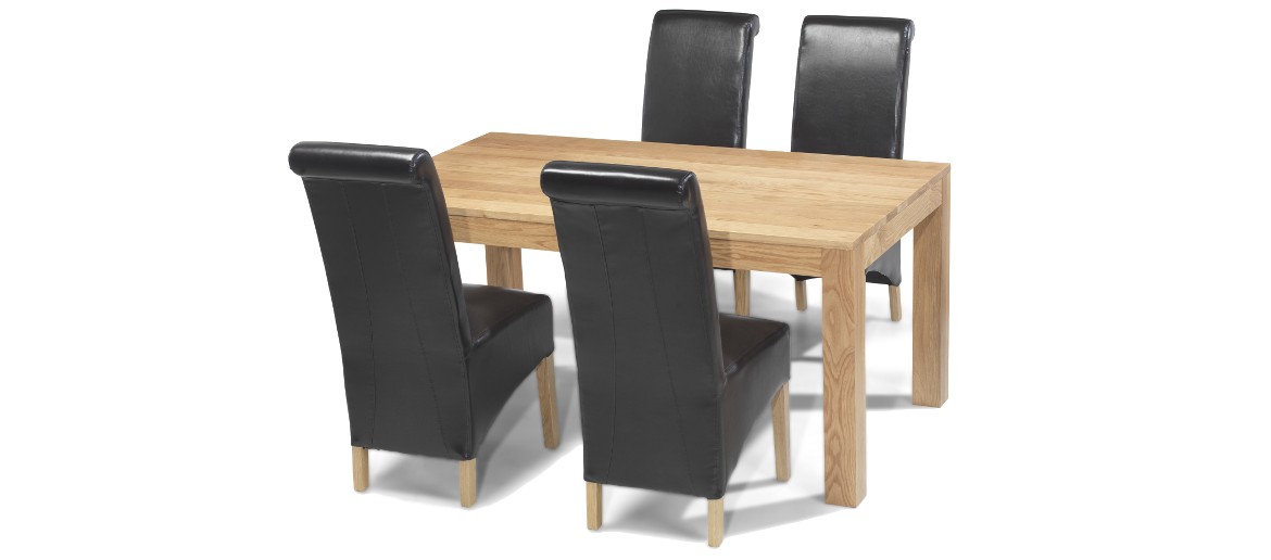 Cube Oak 160 cm Dining Table and 4 Chairs