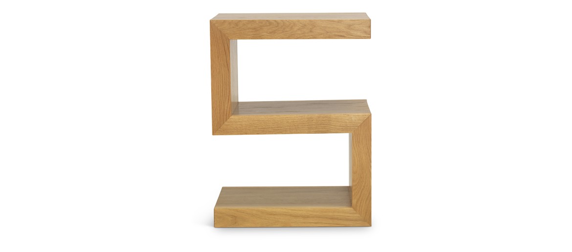 Cube Oak S Shaped Cube Side Table