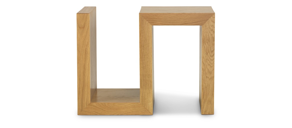 Cube Oak S Shaped Cube Side Table