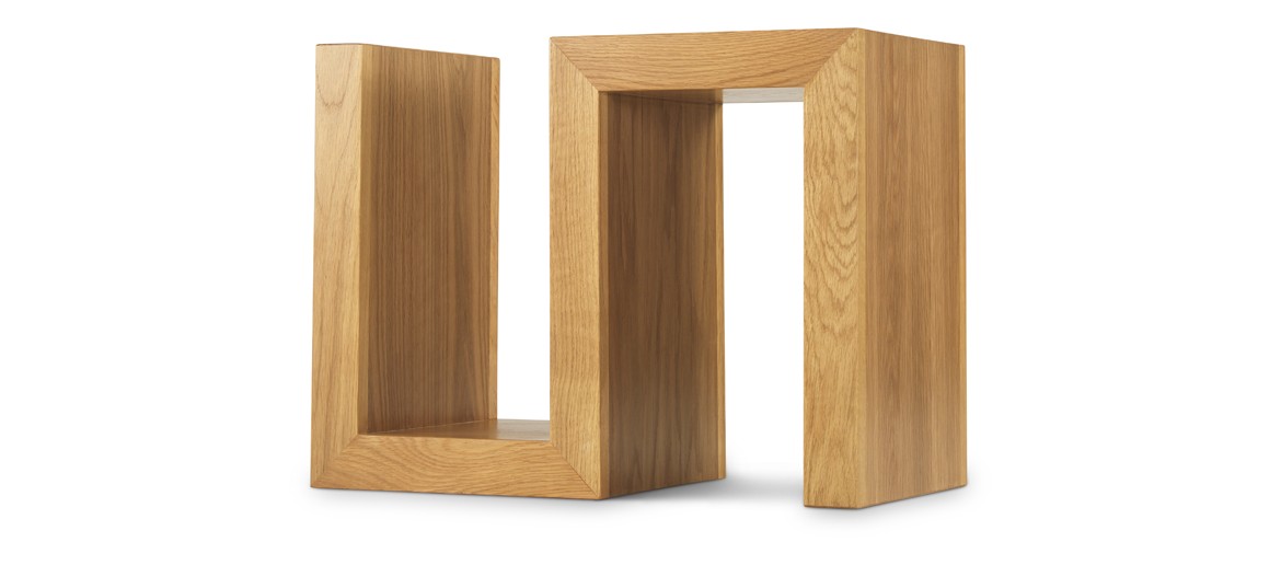 Cube Oak S Shaped Cube Side Table