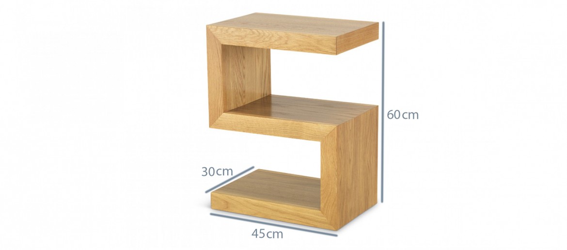 Cube Oak S Shaped Cube Side Table